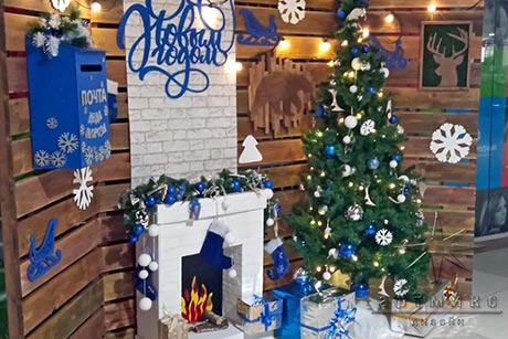 Декорации для "Дома Деда Мороза" в стиле "Хюгге" с камином