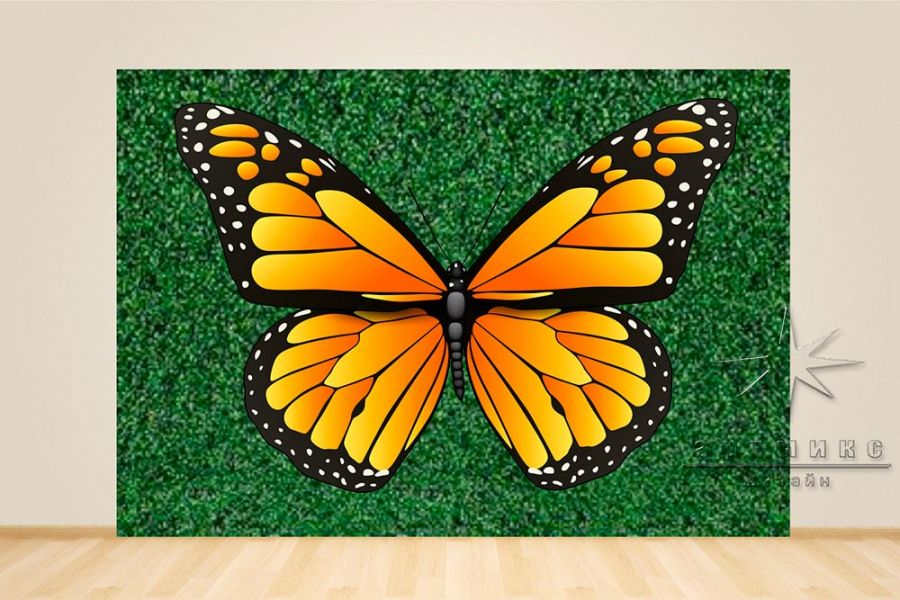 Фотозона "Зелёная стена с крыльями бабочки"