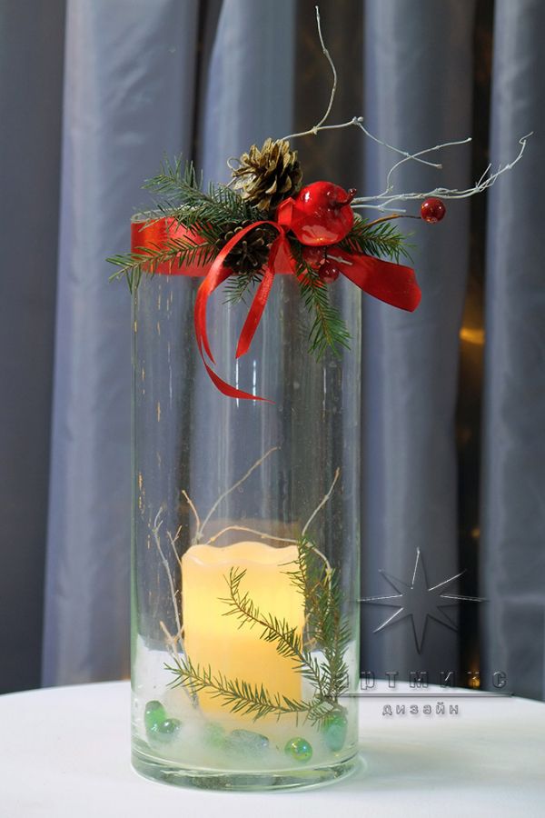 Новогодняя ваза "Цилиндр" со свечой